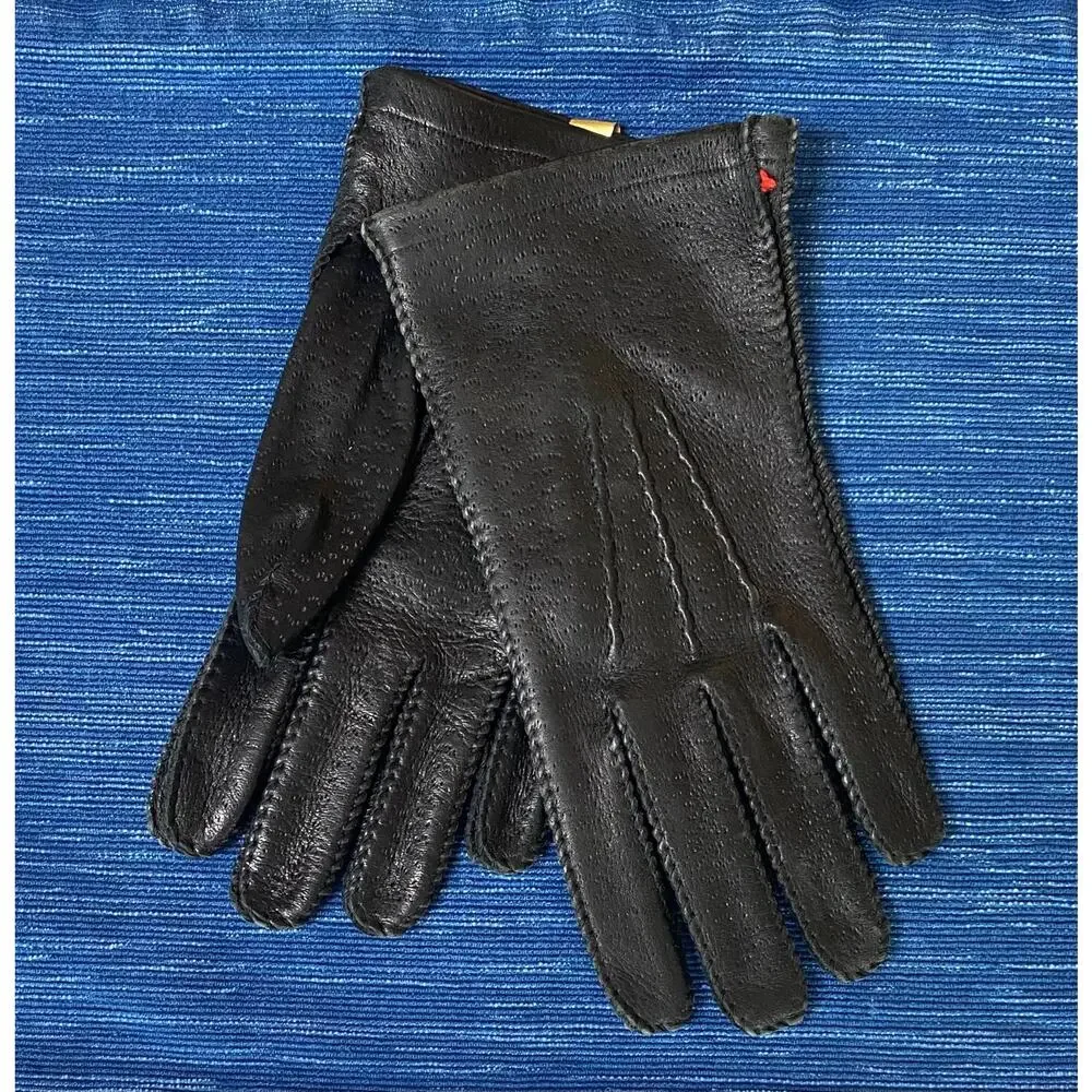 Vtg Cranbrook Deerskin Leather Black Gloves Women's Medium New W/ Tags USA 87B